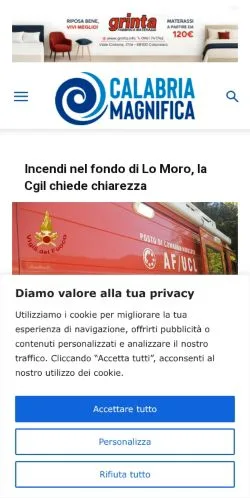 Anteprima del sito CalabriaMagnifica, media di Italia per articoli sponsorizzati
