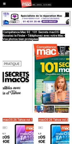 Forhåndsvisning av nettstedet Compétence Mac, medium fra Frankrike for sponsede artikler
