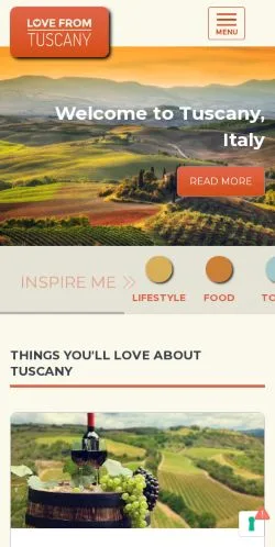 Anteprima del sito Love From Tuscany, media di Stati Uniti per articoli sponsorizzati