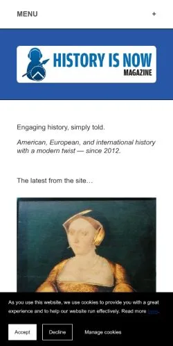 Anteprima del sito History Is Now Magazine, media di Stati Uniti per articoli sponsorizzati