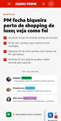 Anteprima del sito Diário Prime, media di Brasile per articoli sponsorizzati