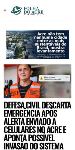 Anteprima del sito Folha do Acre, media di Brasile per articoli sponsorizzati