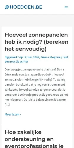 Anteprima del sito Hoedoen, media di Belgio per articoli sponsorizzati