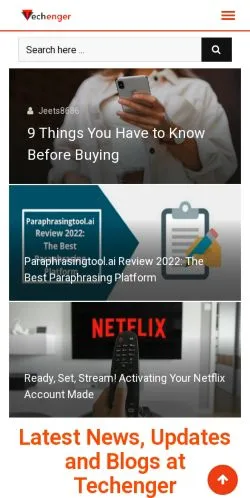 Förhandsvisning av webbplatsen Techenger, medium i USA för sponsrade artiklar