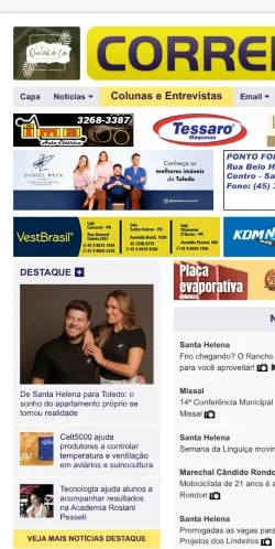 Anteprima del sito Correio Do Lago, media di Brasile per articoli sponsorizzati