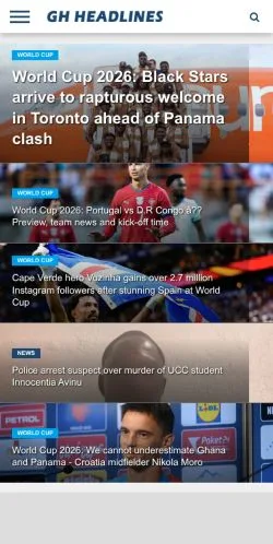 Forhåndsvisning af GhHeadlines, medie fra USA til sponsorerede artikler