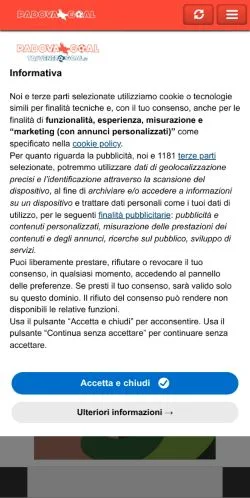 Anteprima del sito Padova Goal, media di Italia per articoli sponsorizzati