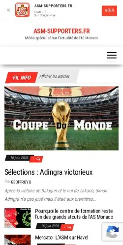 Anteprima del sito ASM Supporters, media di Francia per articoli sponsorizzati