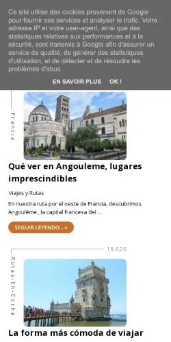 Anteprima del sito Viajes y Rutas, media di Spagna per articoli sponsorizzati