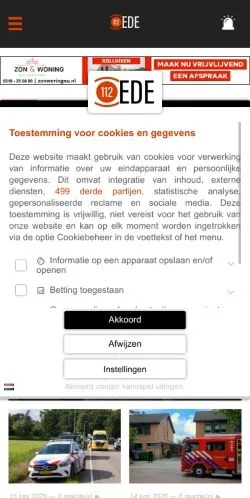 Preview of the 112 Ede website, a media outlet in Netherlands for sponsored articles