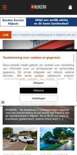 スポンサード記事向けのオランダメディア、112 Nijkerkのサイトプレビュー