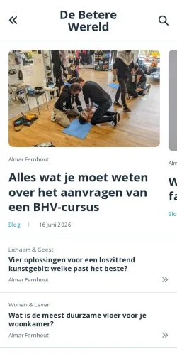 Anteprima del sito De Betere Wereld, media di Paesi Bassi per articoli sponsorizzati