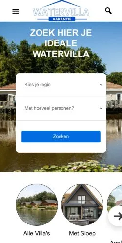 Anteprima del sito Vakantie Watervilla, media di Paesi Bassi per articoli sponsorizzati