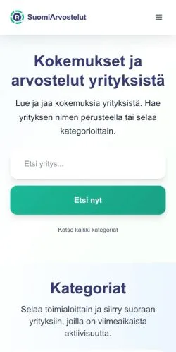 Anteprima del sito SuomiArvostelut, media di Finlandia per articoli sponsorizzati