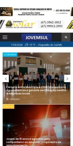 Podgląd witryny Jovem Sul, medium z kraju Brazylia do artykułów sponsorowanych