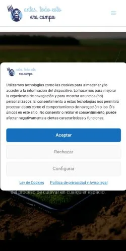 Anteprima del sito Antes Todo Esto Era Campo, media di Spagna per articoli sponsorizzati