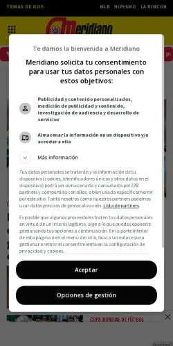 Anteprima del sito Meridiano, media di Spagna per articoli sponsorizzati