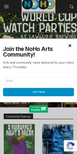 Pré-visualização do site NoHo Arts District, meio de Estados Unidos para artigos patrocinados