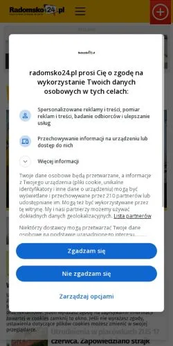 Anteprima del sito Radomsko24, media di Polonia per articoli sponsorizzati