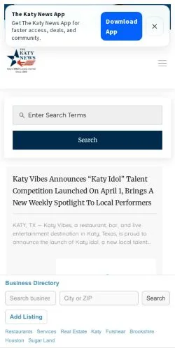 Podgląd witryny The Katy News, medium z kraju Stany Zjednoczone do artykułów sponsorowanych