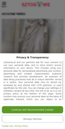 Anteprima del sito Sztosowe, media di Polonia per articoli sponsorizzati