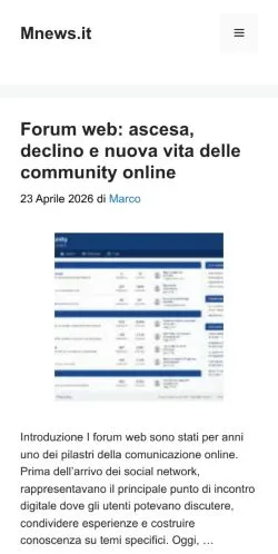 Anteprima del sito Mnews, media di Italia per articoli sponsorizzati