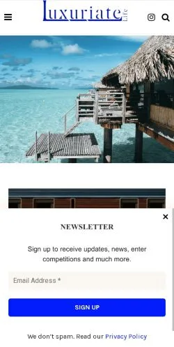 Anteprima del sito Luxuriate Life, media di Regno Unito per articoli sponsorizzati
