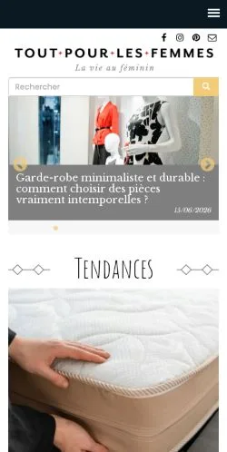 Anteprima del sito Tout Pour Les Femmes, media di Francia per articoli sponsorizzati