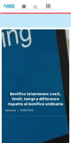 Forhåndsvisning av nettstedet Anee, medium fra Italia for sponsede artikler