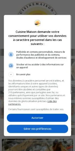 Preview of the Cuisine Maison website, a media outlet in France for sponsored articles