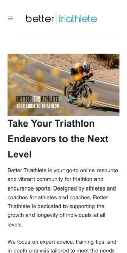 スポンサード記事向けのアメリカ合衆国メディア、Better Triathleteのサイトプレビュー