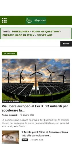 Förhandsvisning av webbplatsen Greenplanner, medium i Italien för sponsrade artiklar