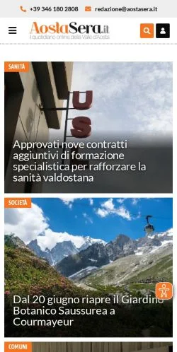Aperçu du site AostaSera, média de Italie pour articles sponsorisés