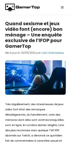 Voorbeeld van de site GamerTop, medium uit Frankrijk voor gesponsorde artikelen