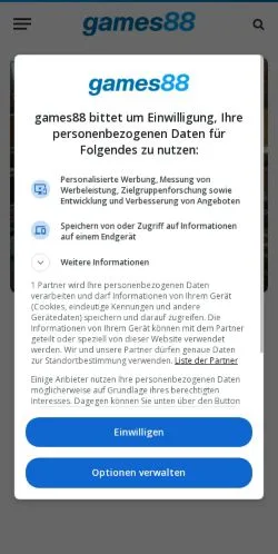 Vista previa del sitio Games88, medio de Alemania para artículos patrocinados
