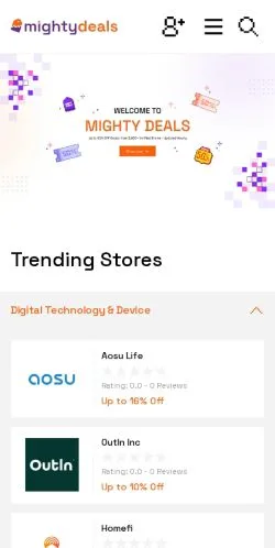 Anteprima del sito Mighty Deals, media di Stati Uniti per articoli sponsorizzati