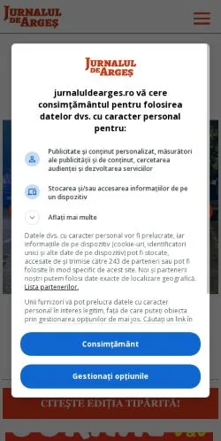 Anteprima del sito Jurnalul De Arges, media di Romania per articoli sponsorizzati