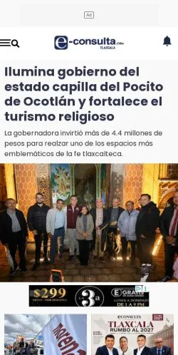 Anteprima del sito E-Tlaxcala, media di Messico per articoli sponsorizzati