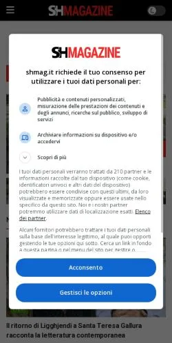 Pré-visualização do site S&H Magazine, meio de Itália para artigos patrocinados