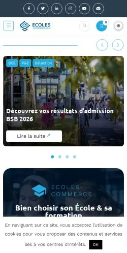 스폰서 기사용 프랑스 매체 Ecoles Commerce 사이트 미리보기