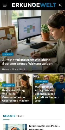 Anteprima del sito Erkunde Welt, media di Germania per articoli sponsorizzati