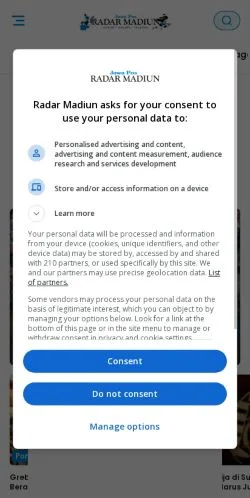 Anteprima del sito Radar Madiun, media di Indonesia per articoli sponsorizzati