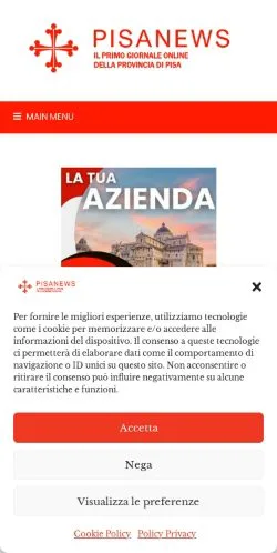 Podgląd witryny Pisanews, medium z kraju Włochy do artykułów sponsorowanych