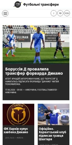 Anteprima del sito Football Transfers, media di Stati Uniti per articoli sponsorizzati