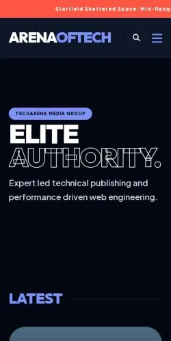 スポンサード記事向けのアメリカ合衆国メディア、Arenaoftechのサイトプレビュー