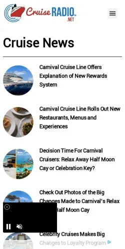 Anteprima del sito Cruise Radio, media di Stati Uniti per articoli sponsorizzati