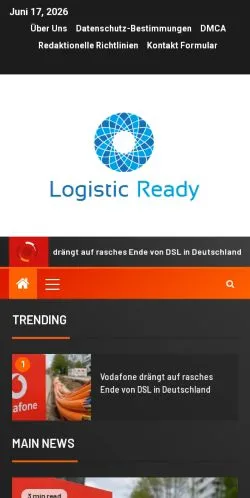 Pré-visualização do site Logistic Ready, meio de Alemanha para artigos patrocinados