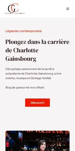 Podgląd witryny Charlotte Gainsbourg, medium z kraju Francja do artykułów sponsorowanych