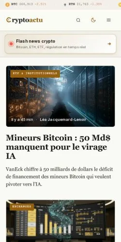 Forhåndsvisning av nettstedet CryptoActu, medium fra Frankrike for sponsede artikler
