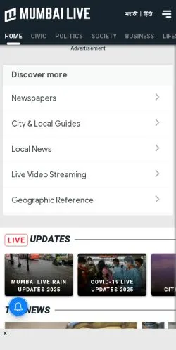 Sponsorlu makaleler için Amerika Birleşik Devletleri medyası Mumbai Live sitesinin önizlemesi